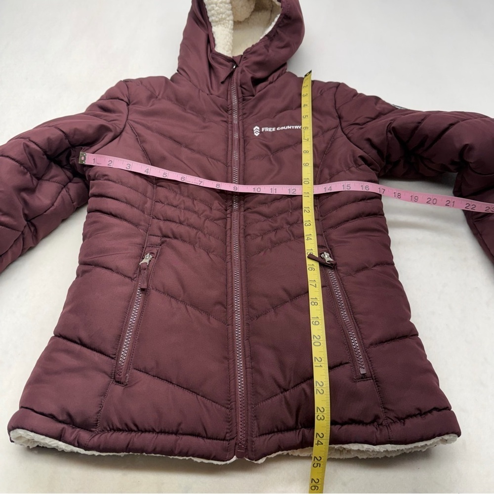 Free Country Puffer Hooded Reversible Jacket Coat Lined Purple Youth Size Large - Picture 5 of 10
